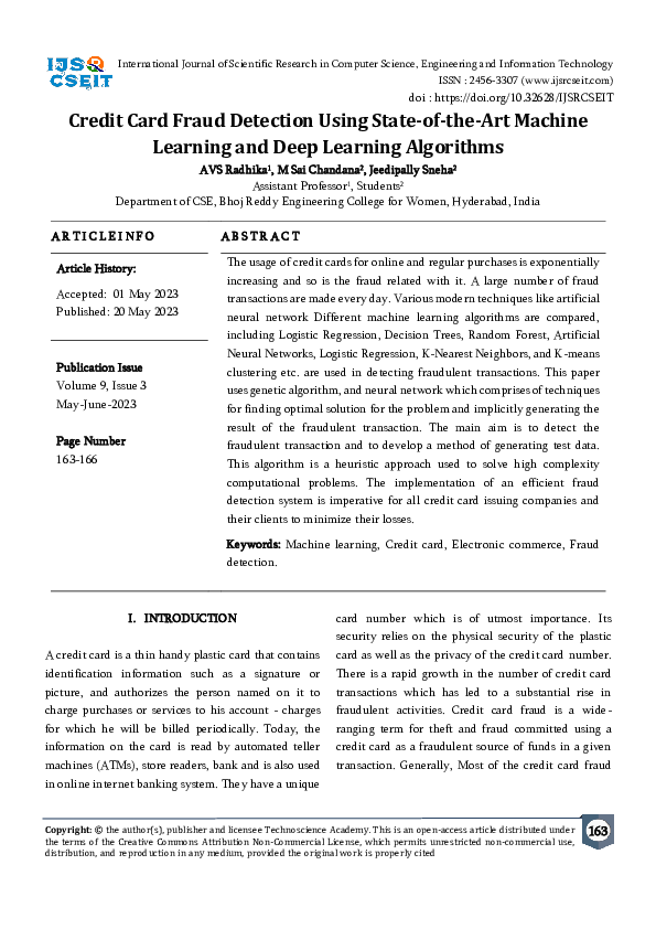 (PDF) Credit Card Fraud Detection Using State-of-the-Art Machine ...