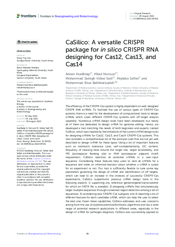 (PDF) CaSilico: A versatile CRISPR package for in silico CRISPR RNA ...