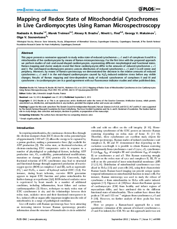 (PDF) Mapping of Redox State of Mitochondrial Cytochromes in Live ...