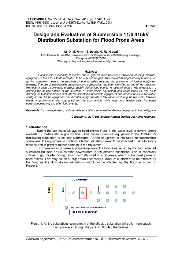 (PDF) Design and Evaluation of Submersible 11/0.415kV Distribution ...