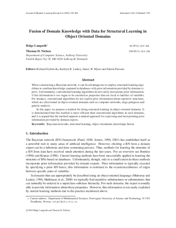 (PDF) Fusion of domain knowledge with data for structural learning in ...