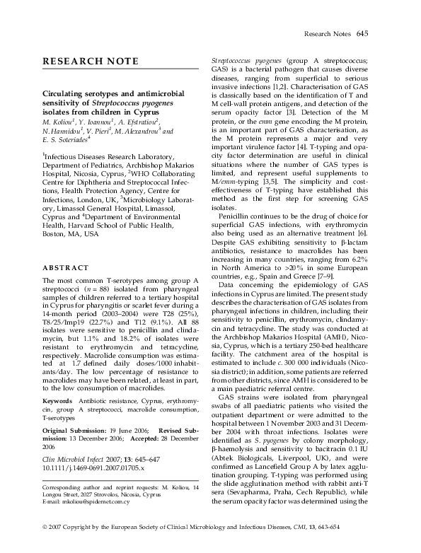 (PDF) Circulating serotypes and antimicrobial sensitivity of ...