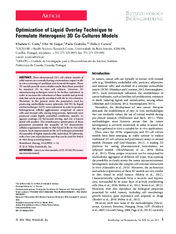 (PDF) Optimization of liquid overlay technique to formulate heterogenic ...