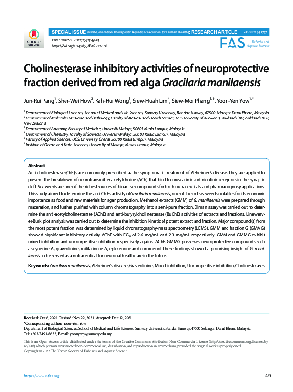 (PDF) Cholinesterase inhibitory activities of neuroprotective fraction ...