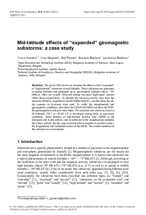 (PDF) Mid-latitude effects of “expanded” geomagnetic substorms: a case ...