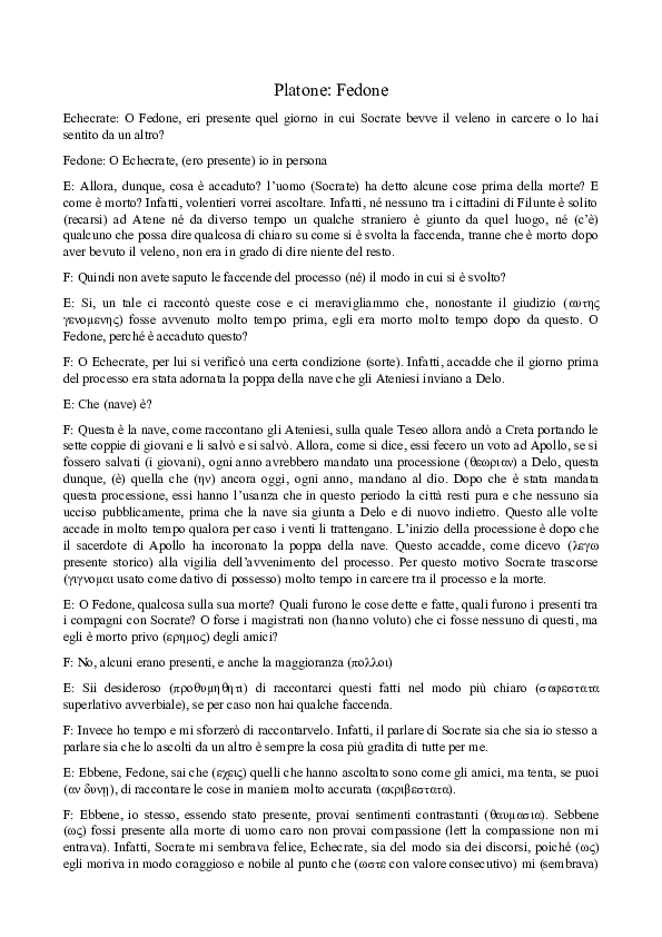(DOC) Platone, Fedone (Traduzione)