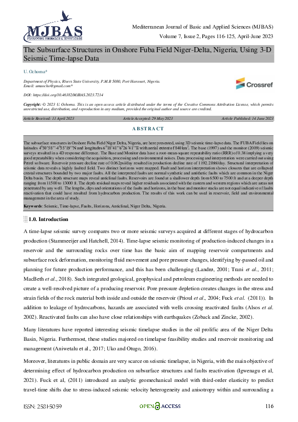 (PDF) The Subsurface Structures in Onshore Fuba Field Niger-Delta ...