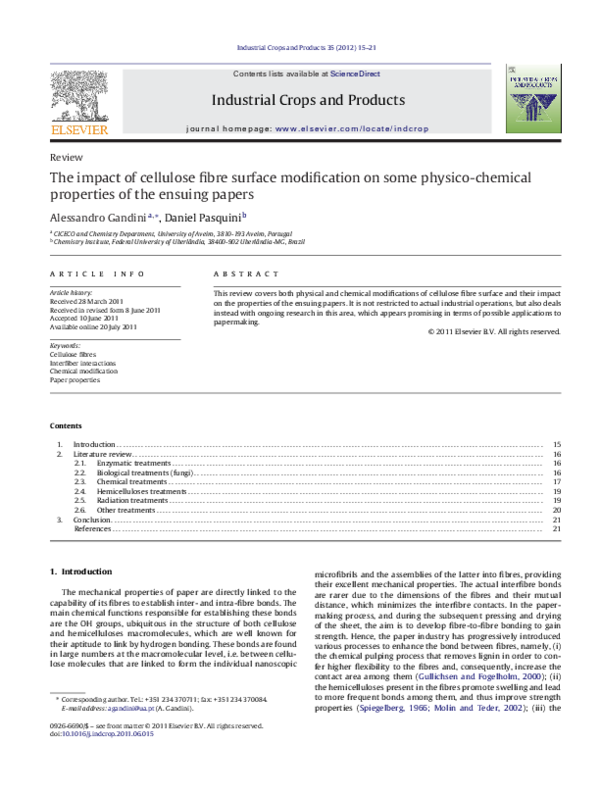 (PDF) The impact of cellulose fibre surface modification on some ...