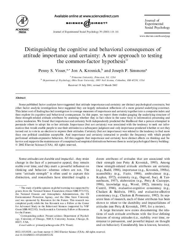 (PDF) Journal of Experimental Social Psychology