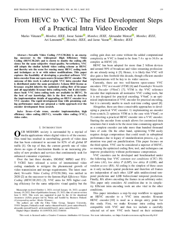 (PDF) From HEVC to VVC: The First Development Steps of a Practical ...