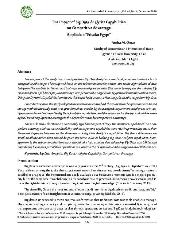 (PDF) The Impact of Big Data Analytics Capabilities on Competitive ...