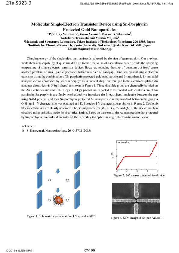 (PDF) Molecular Single-Electron Transistor Device using Sn-Porphyrin ...