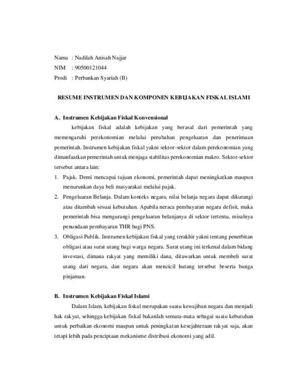 (PDF) RESUME INSTRUMEN DAN KOMPONEN KEBIJAKAN FISKAL ISLAMI