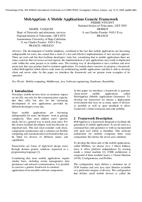 (PDF) MobAppGen: A Mobile Applications Generic Framework