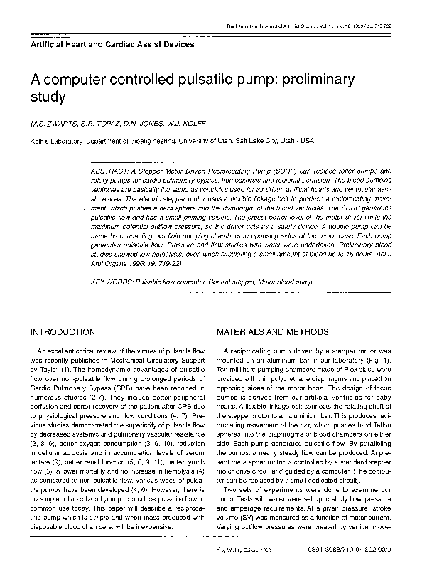 (PDF) A computer controlled pulsatile pump: preliminary study