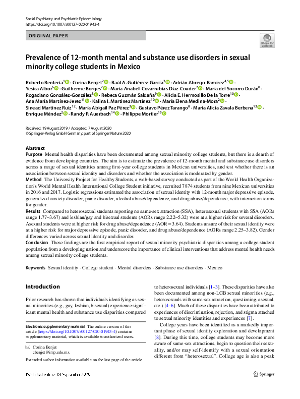 (PDF) Prevalence of 12-month mental and substance use disorders in ...