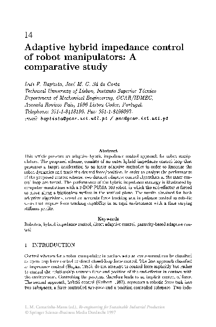 (PDF) Adaptive hybrid impedance control of robot manipulators: A ...