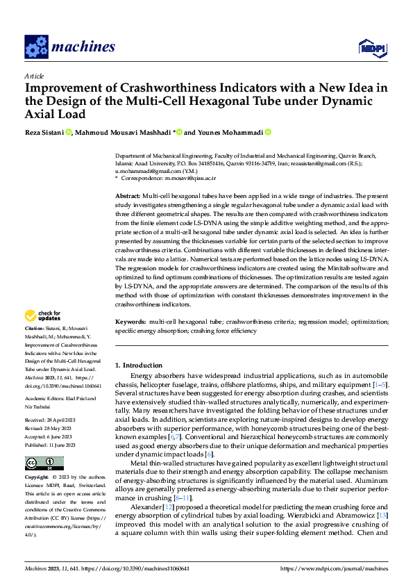 (PDF) Improvement of Crashworthiness Indicators with a New Idea in the ...