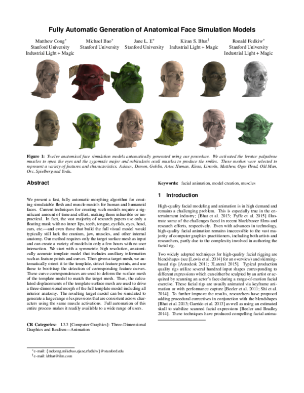 (PDF) Fully automatic generation of anatomical face simulation models ...