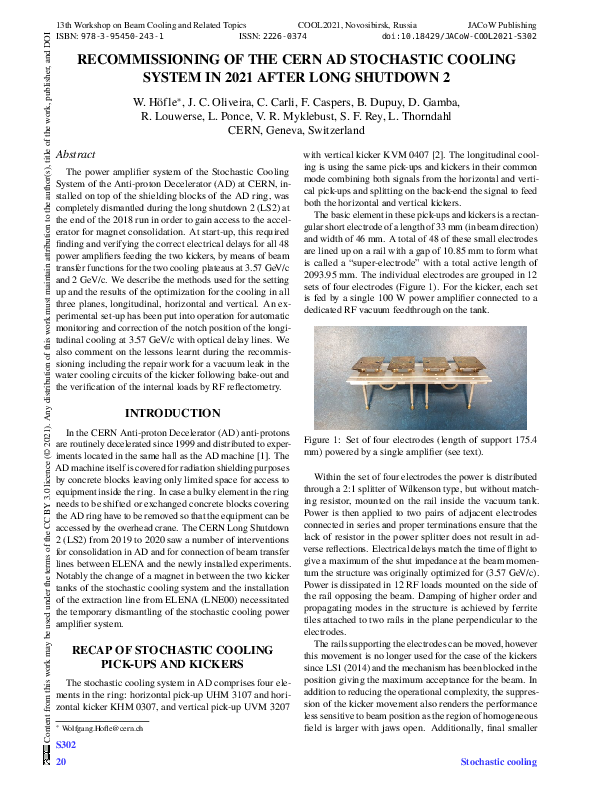 (PDF) Recommissioning of the CERN AD Stochastic Cooling System in 2021 ...