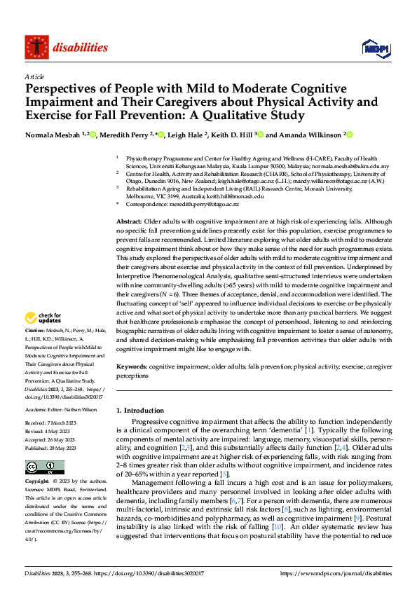 (PDF) Perspectives of People with Mild to Moderate Cognitive Impairment ...