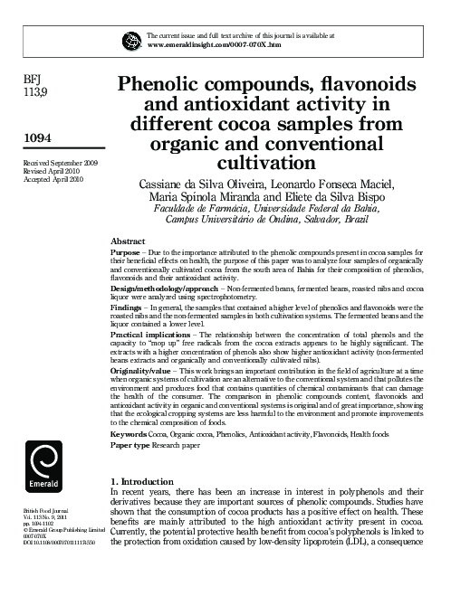 (PDF) Phenolic compounds, flavonoids and antioxidant activity in ...
