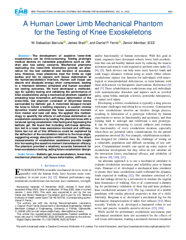 (PDF) A Human Lower Limb Mechanical Phantom for the Testing of Knee ...