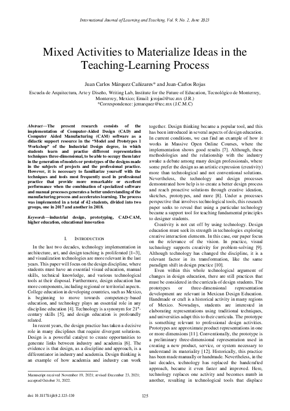 (PDF) Mixed Activities to Materialize Ideas in the Teaching-Learning ...