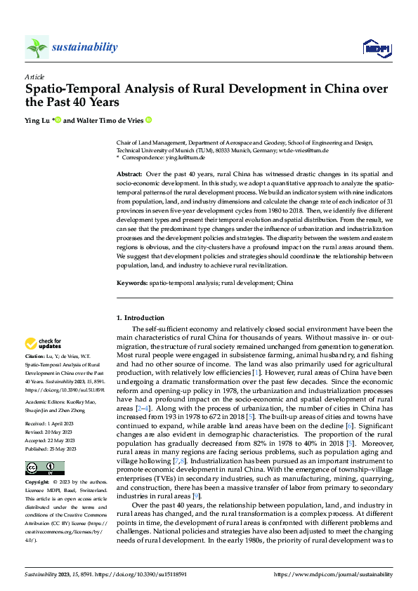 (PDF) Spatio-Temporal Analysis of Rural Development in China over the ...