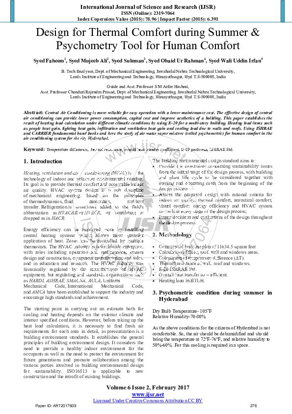 (PDF) Design for Thermal Comfort during Summer & Psychometry Tool for ...