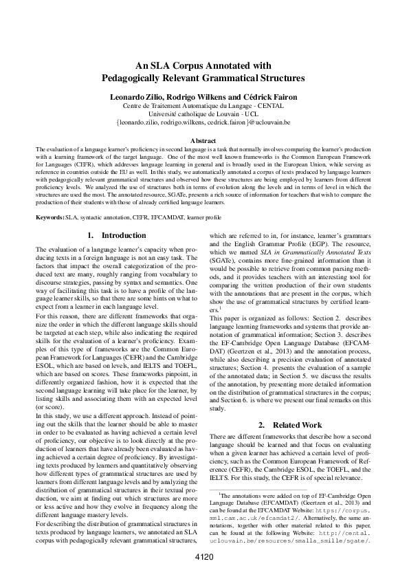 (PDF) An SLA Corpus Annotated with Pedagogically Relevant Grammatical ...