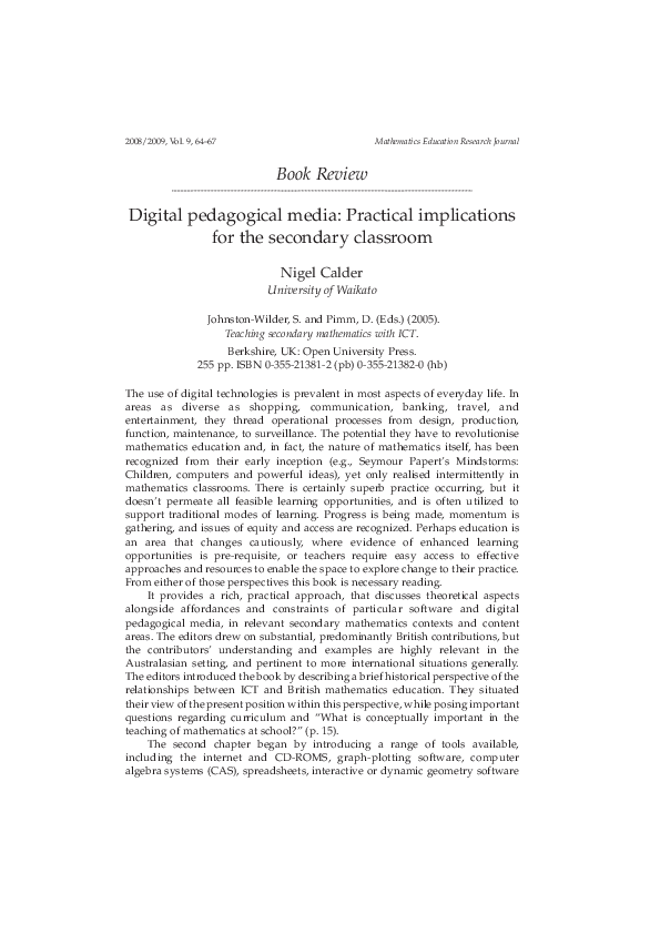 (PDF) Book Review Digital pedagogical media: Practical implications for ...