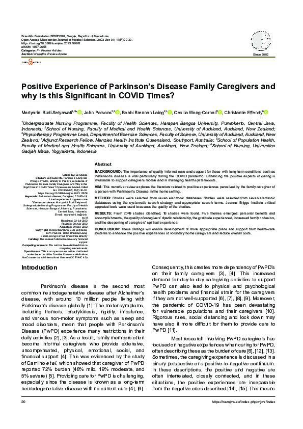 (PDF) Positive Experience of Parkinson’s Disease Family Caregivers and ...