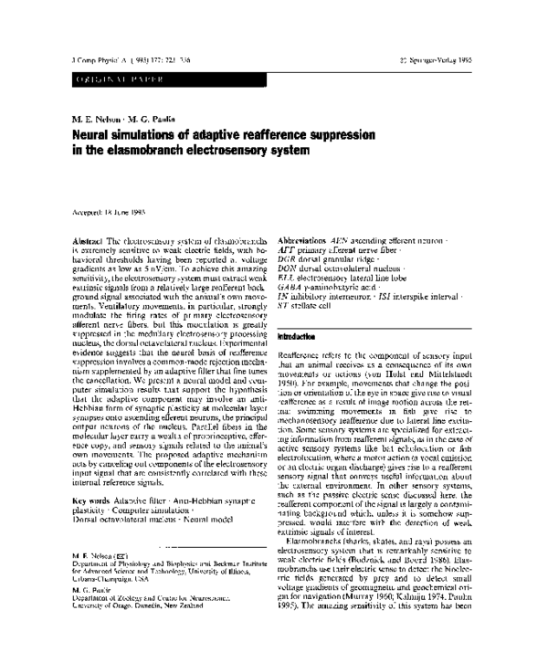 (PDF) Neural simulations of adaptive reafference suppression in the ...