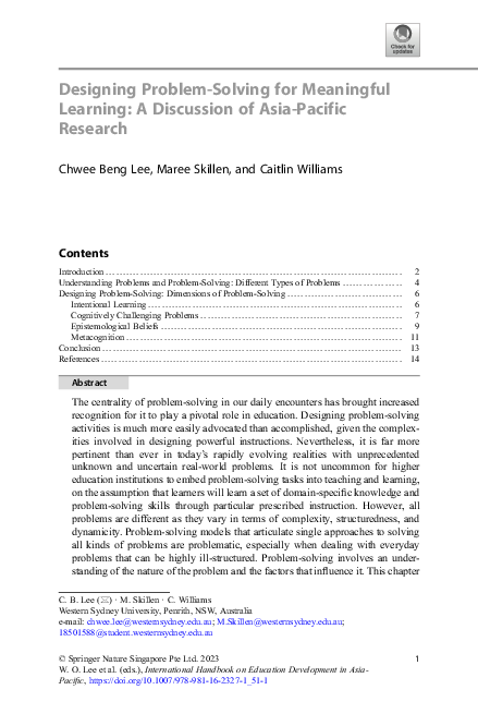 (PDF) Designing Problem-Solving for Meaningful Learning: A Discussion ...