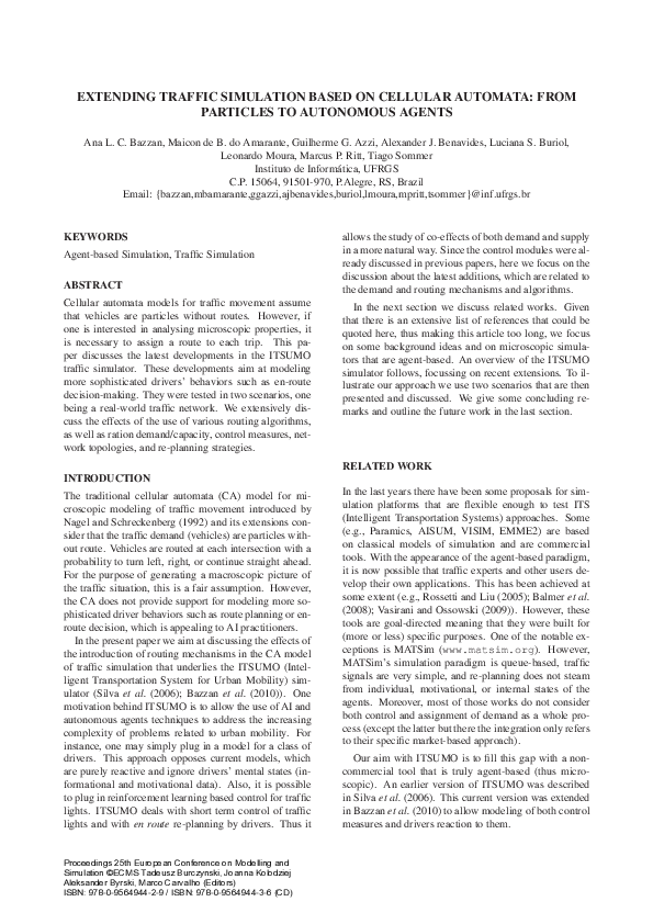 (PDF) Extending Traffic Simulation Based On Cellular Automata: From ...