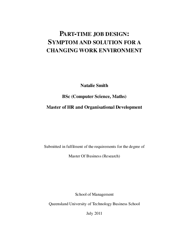 (PDF) Part-time job design: symptom and solution for a changing work ...