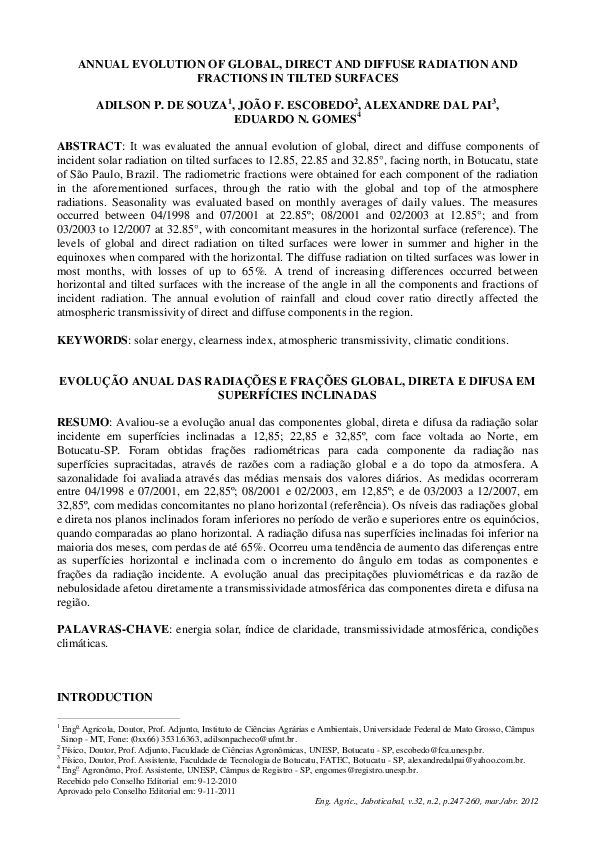 (PDF) Annual evolution of global, direct and diffuse radiation and ...