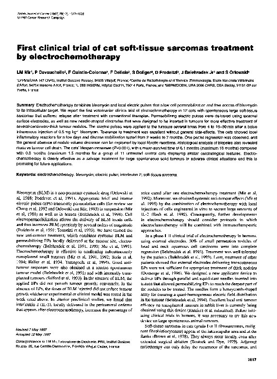 Gallery Detail: Pdf First Clinical Trial Of Cat Soft Tissue Sarcomas Treatment