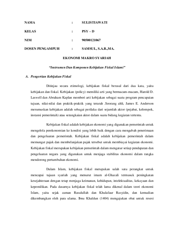(PDF) RESUME INSTRUMEN DAN KOMPONEN KEBIJAKAN FISKAL ISLAMI