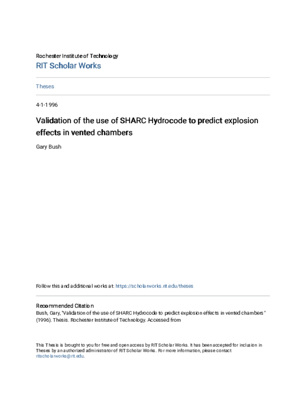 (PDF) Validation of the use of SHARC Hydrocode to predict explosion ...
