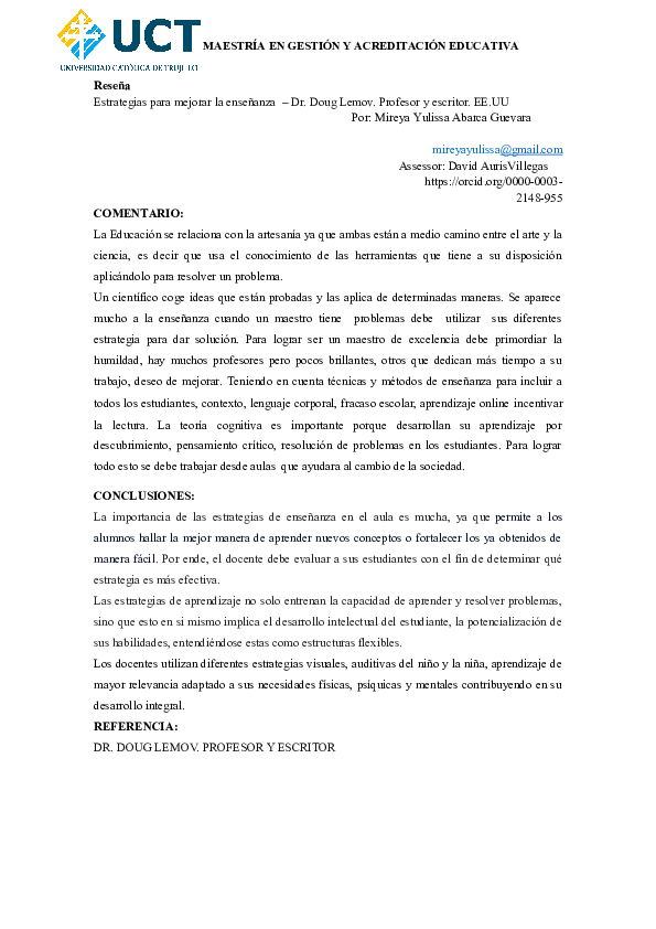 Doc Estrategias Para Mejorar La Enseñanza Dr Doug Lemov Profesor Y