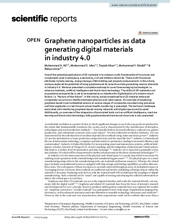 (PDF) Graphene nanoparticles as data generating digital materials in ...
