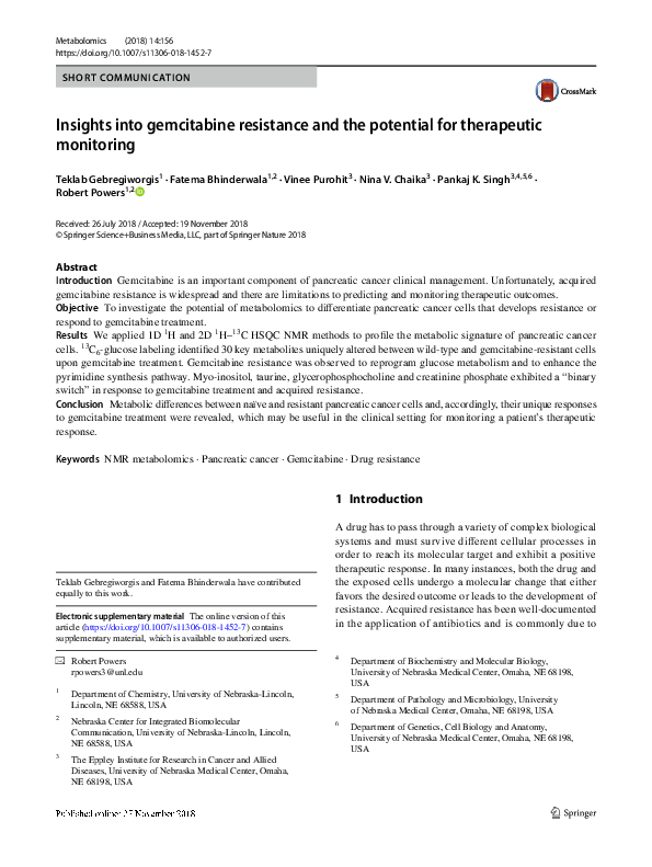 (PDF) Insights into gemcitabine resistance and the potential for ...