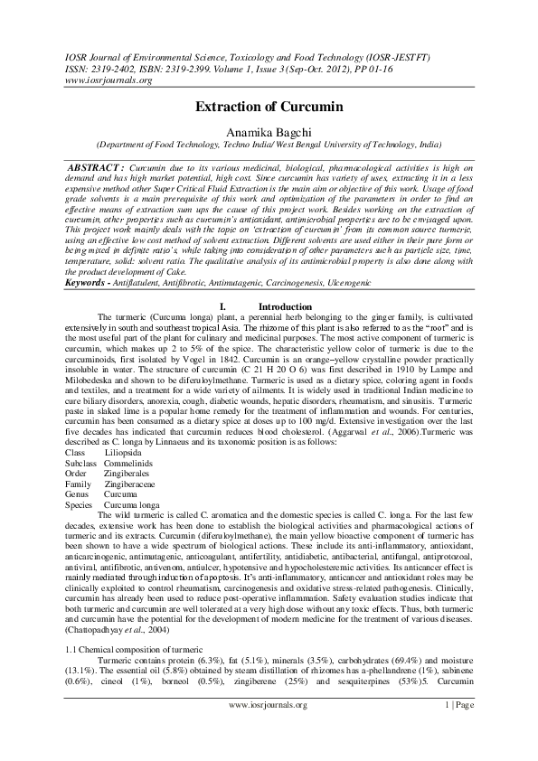 (PDF) Extraction of Curcumin