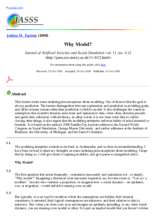 (PDF) Why Model?