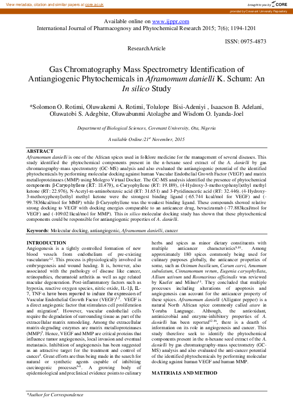 (PDF) Gas chromatography/mass spectrometry identification of cyclohexene artifacts formed during
