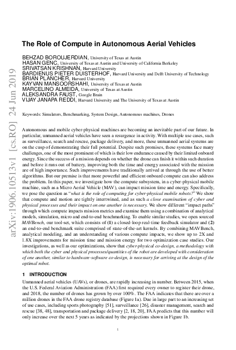 (PDF) The Role of Compute in Autonomous Aerial Vehicles