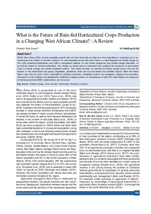 (PDF) What is the Future of Rain-fed Horticultural Crops Production in ...