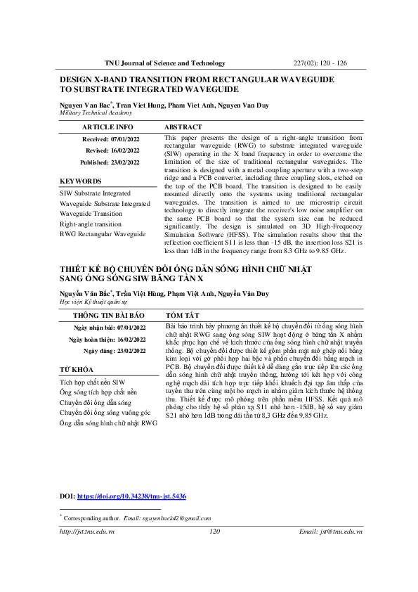 (PDF) Design X-Band Transition from Rectangular Waveguide to Substrate ...